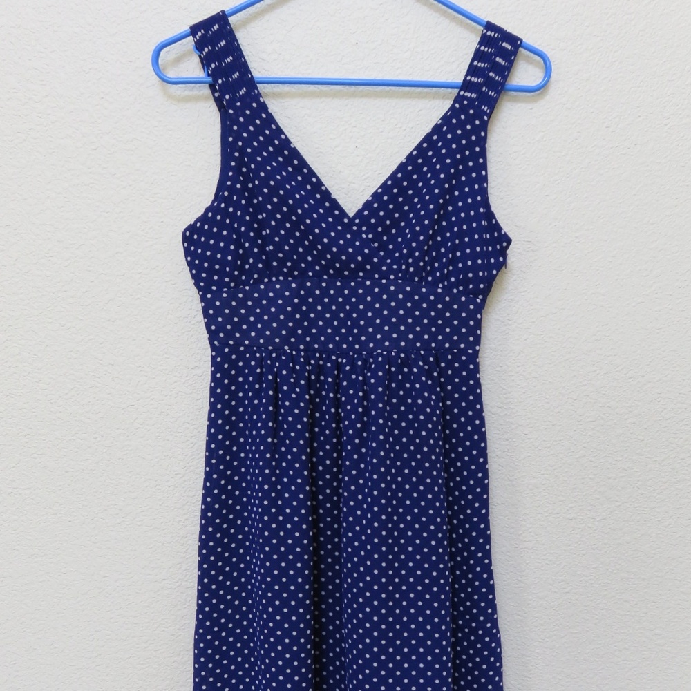 Royal Blue Polka Dot Dress - Size 0 - Gap - Pinup